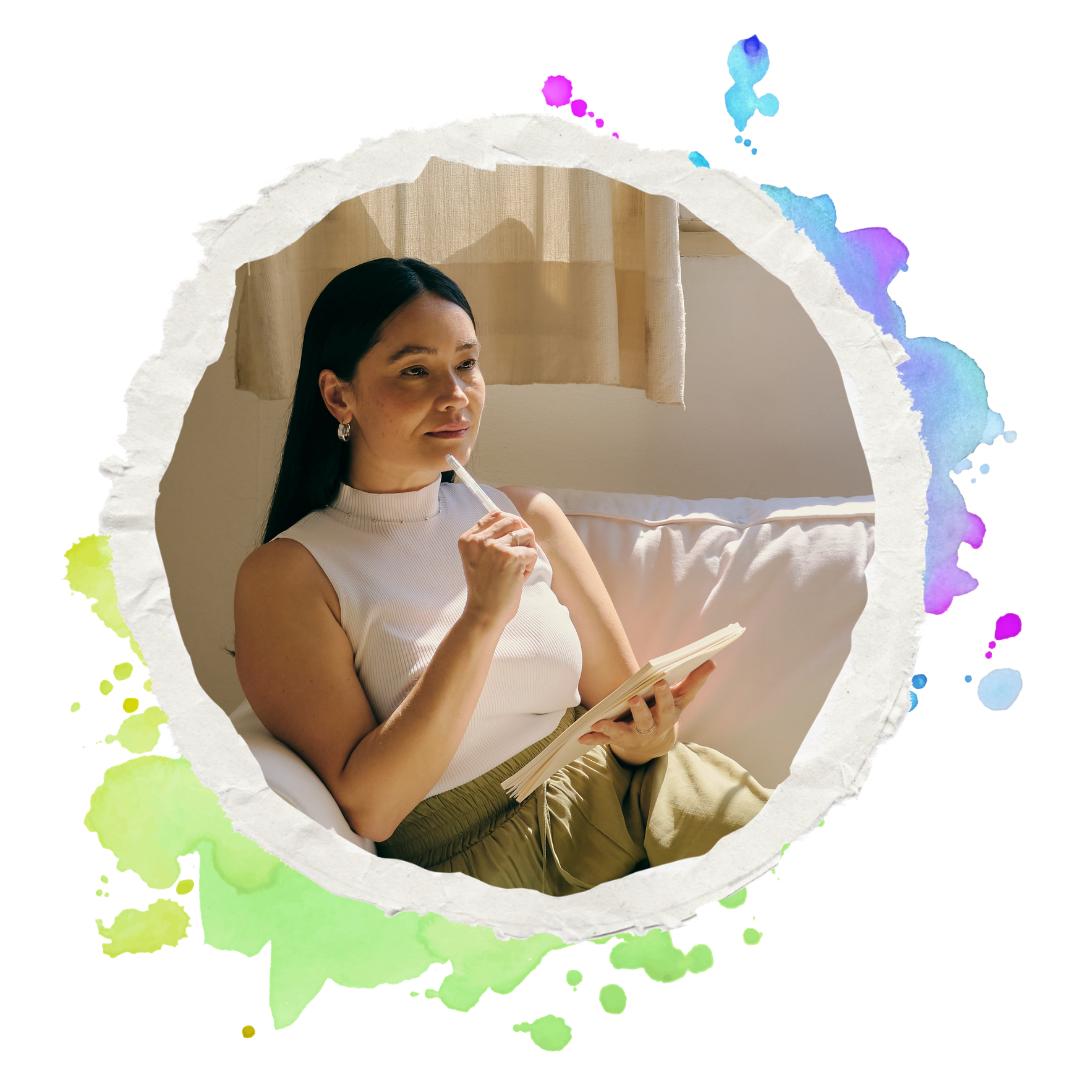 Woman journaling with Luua