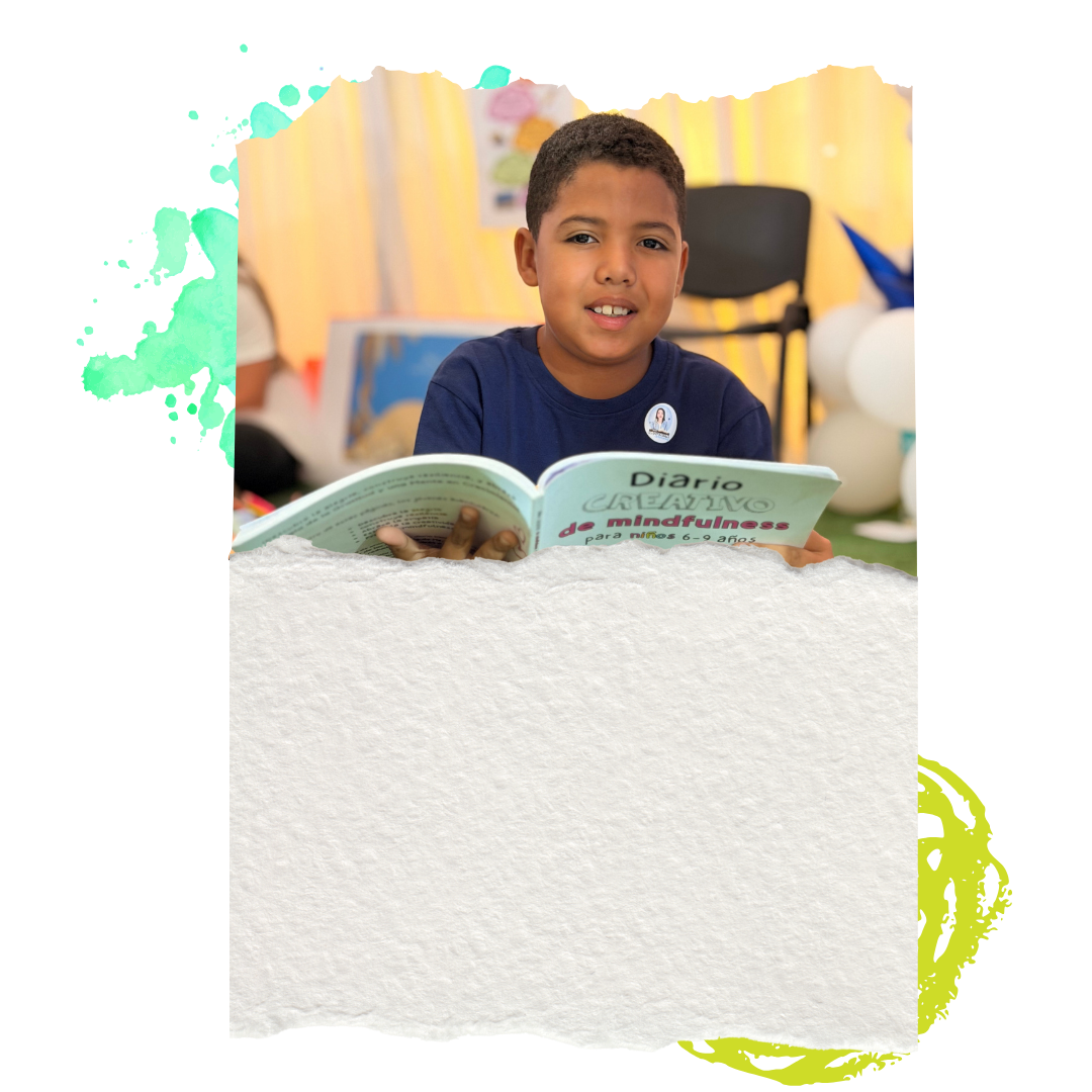 Child reading Luua mindfulness journal